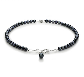 Collar de perlas Perla Akoya Japonesa de calidad AA de 6 a 9mm en color Negro