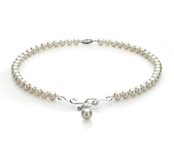 Collar de perlas Perla de Agua Dulce de calidad AA de 6 a 10mm en color Blanco
