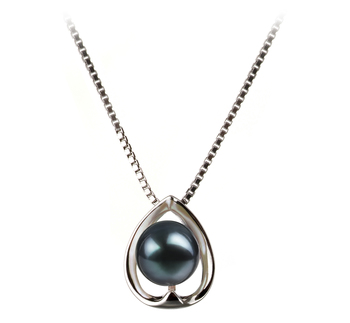 Colgante de perlas Perla Akoya Japonesa de calidad AA de 6 a 7mm en color Negro