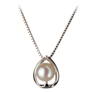 Colgante de perlas Perla Akoya Japonesa de calidad AA de 6 a 7mm en color Blanco