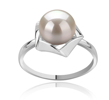 Anillo de perlas Perla de Agua Dulce de calidad AAA de 8 a 9mm en color Blanco