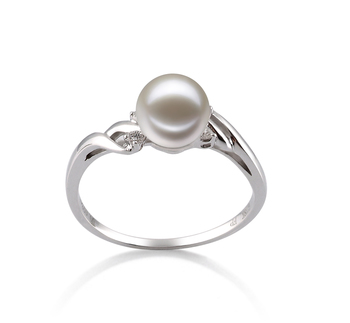 Anillo de perlas Perla de Agua Dulce de calidad AAAA de 6 a 7mm en color Blanco