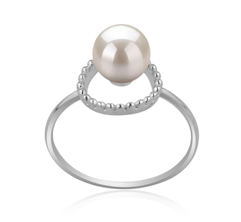 Anillo de perlas Perla de Agua Dulce de calidad AAAA de 6 a 7mm en color Blanco