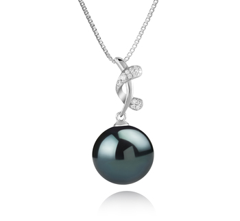 Colgante de perlas Perla Tahití de calidad AAA de 11 a 12mm en color Negro