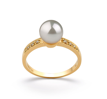 Anillo de perlas Perla Akoya Japonesa de calidad AAA de 7.5 a 8mm en color Blanco