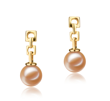 Par de pendientes de perlas Perla de Agua Dulce de calidad AAAA de 6 a 7mm en color Rosa