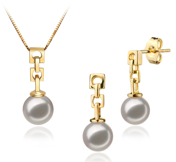 Conjunto de perlas Perla Akoya Japonesa de calidad AA de 6 a 7mm en color Blanco