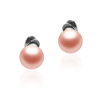 Par de pendientes de perlas Perla de Agua Dulce de calidad AAA de 5 a 6mm en color Rosa