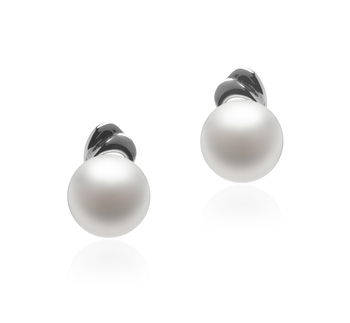 Par de pendientes de perlas Perla de Agua Dulce de calidad AAA de 5 a 6mm en color Blanco