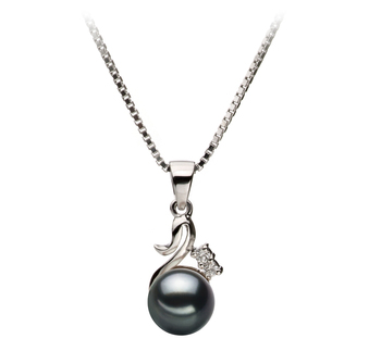Colgante de perlas Perla Akoya Japonesa de calidad AA de 6 a 7mm en color Negro