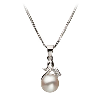Colgante de perlas Perla Akoya Japonesa de calidad AA de 6 a 7mm en color Blanco