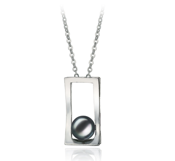 Colgante de perlas Perla de Agua Dulce de calidad AA de 7 a 8mm en color Negro
