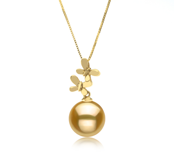Colgante de perlas Mar del Sur de calidad AAA de 10 a 11mm en color Oro