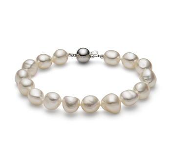 Pulsera de perlas Perla de Agua Dulce de calidad Barroco de 10 a 11mm en color Blanco