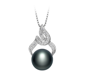 Colgante de perlas Perla de Agua Dulce de calidad AAA de 10 a 11mm en color Negro