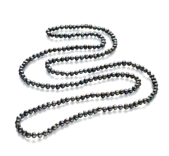 Collar de perlas Perla de Agua Dulce de calidad A de 6 a 7mm en color Negro