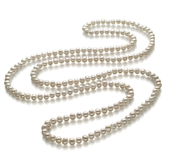 Collar de perlas Perla de Agua Dulce de calidad A de 6 a 7mm en color Blanco