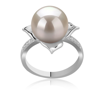 Anillo de perlas Perla de Agua Dulce de calidad AAAA de 10 a 11mm en color Blanco