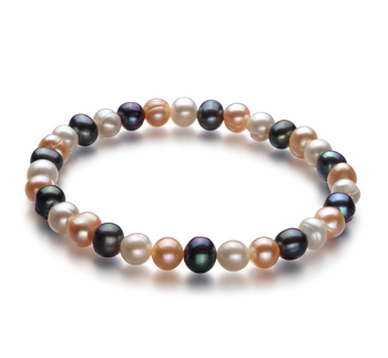 Pulsera de perlas Perla de Agua Dulce de calidad A de 6 a 7mm en color Multicolor