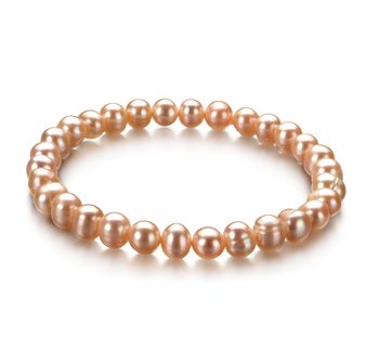 Pulsera de perlas Perla de Agua Dulce de calidad A de 6 a 7mm en color Rosa