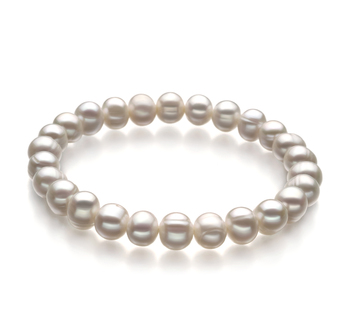 Pulsera de perlas Perla de Agua Dulce de calidad A de 6 a 7mm en color Blanco