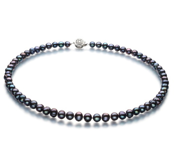 Collar de perlas Perla de Agua Dulce de calidad A de 6 a 7mm en color Negro
