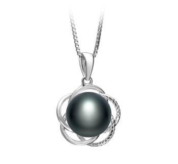 Colgante de perlas Perla de Agua Dulce de calidad AA de 9 a 10mm en color Negro
