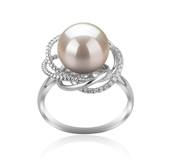 Anillo de perlas Perla de Agua Dulce de calidad AAAA de 9 a 10mm en color Blanco