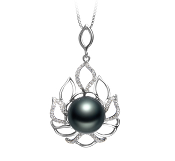 Colgante de perlas Perla Tahití de calidad AAA de 12 a 13mm en color Negro