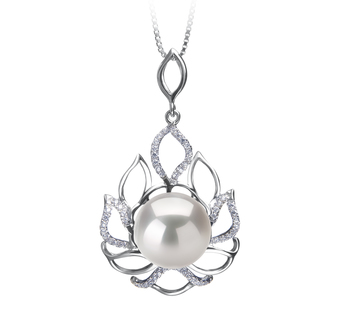 Colgante de perlas Perla Agua Dulce - Edison de calidad AA+ de 12 a 13mm en color Blanco