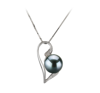 Colgante de perlas Perla Akoya Japonesa de calidad AAA de 7 a 8mm en color Negro