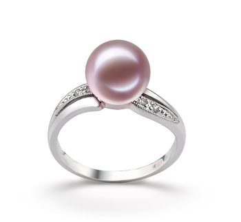 Anillo de perlas Perla de Agua Dulce de calidad AAAA de 9 a 10mm en color Lavanda