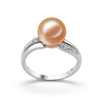 Anillo de perlas Perla de Agua Dulce de calidad AAAA de 9 a 10mm en color Rosa