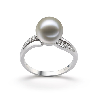Anillo de perlas Perla de Agua Dulce de calidad AAAA de 9 a 10mm en color Blanco