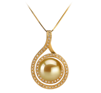 Colgante de perlas Mar del Sur de calidad AAA de 12 a 13mm en color Oro