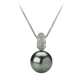 Colgante de perlas Perla Tahití de calidad AAA de 10 a 10.5mm en color Negro