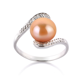 Anillo de perlas Perla de Agua Dulce de calidad AA de 9 a 10mm en color Rosa