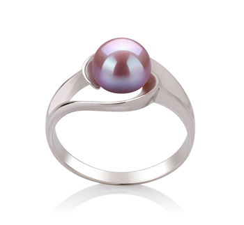 Anillo de perlas Perla de Agua Dulce de calidad AAA de 6 a 7mm en color Lavanda
