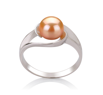 Anillo de perlas Perla de Agua Dulce de calidad AAA de 6 a 7mm en color Rosa