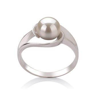 Anillo de perlas Perla de Agua Dulce de calidad AAA de 6 a 7mm en color Blanco