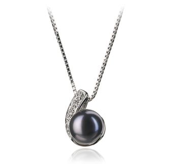 Colgante de perlas Perla de Agua Dulce de calidad AA de 7 a 8mm en color Negro