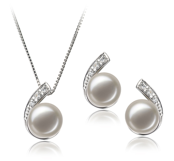 Conjunto de perlas Perla de Agua Dulce de calidad AA de 7 a 8mm en color Blanco