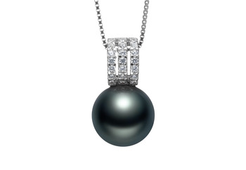 Colgante de perlas Perla Tahití de calidad AAA de 12 a 13mm en color Negro
