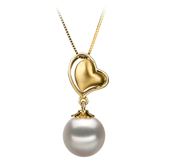 Colgante de perlas Perla Akoya Japonesa de calidad AA de 8 a 9mm en color Blanco