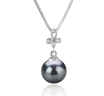 Colgante de perlas Perla Akoya Japonesa de calidad AA de 7 a 8mm en color Negro