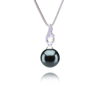 Colgante de perlas Perla Tahití de calidad AAA de 9 a 10mm en color Negro