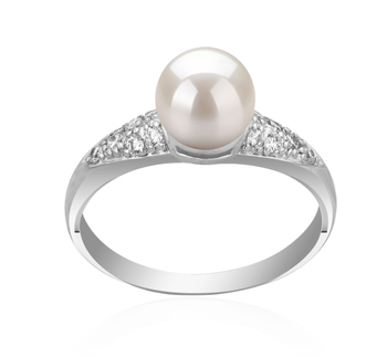 Anillo de perlas Perla de Agua Dulce de calidad AAAA de 6 a 7mm en color Blanco