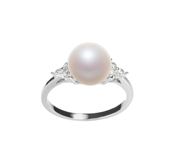 Anillo de perlas Perla de Agua Dulce de calidad AAA de 8 a 9mm en color Blanco