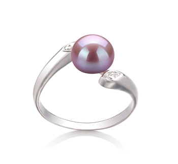 Anillo de perlas Perla de Agua Dulce de calidad AAA de 6 a 7mm en color Lavanda