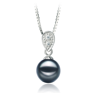 Colgante de perlas Perla Akoya Japonesa de calidad AA de 7 a 8mm en color Negro